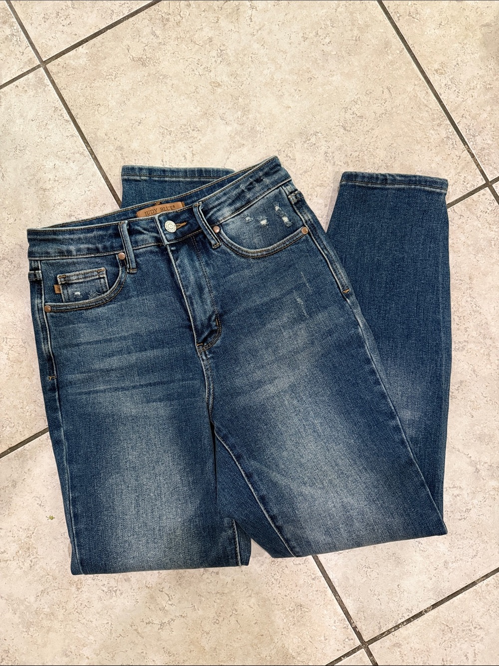 Judy Blue Women's Blue Skinny Jeans 5/27 stonewashed holy